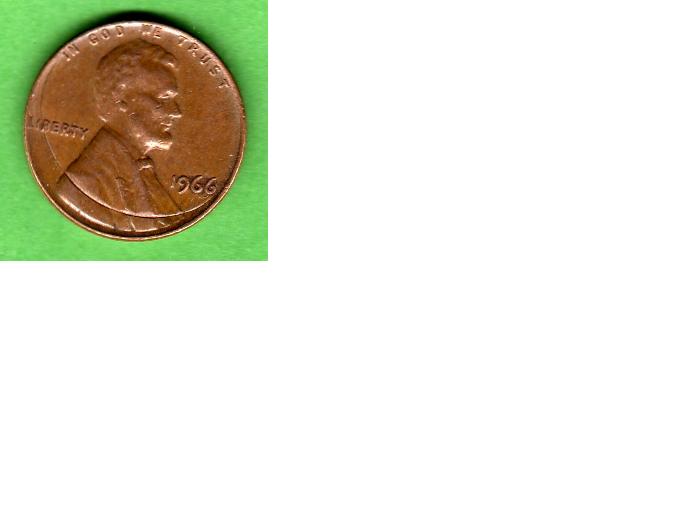 1966-Lincoln-Cent-Incomplete-Clip-?